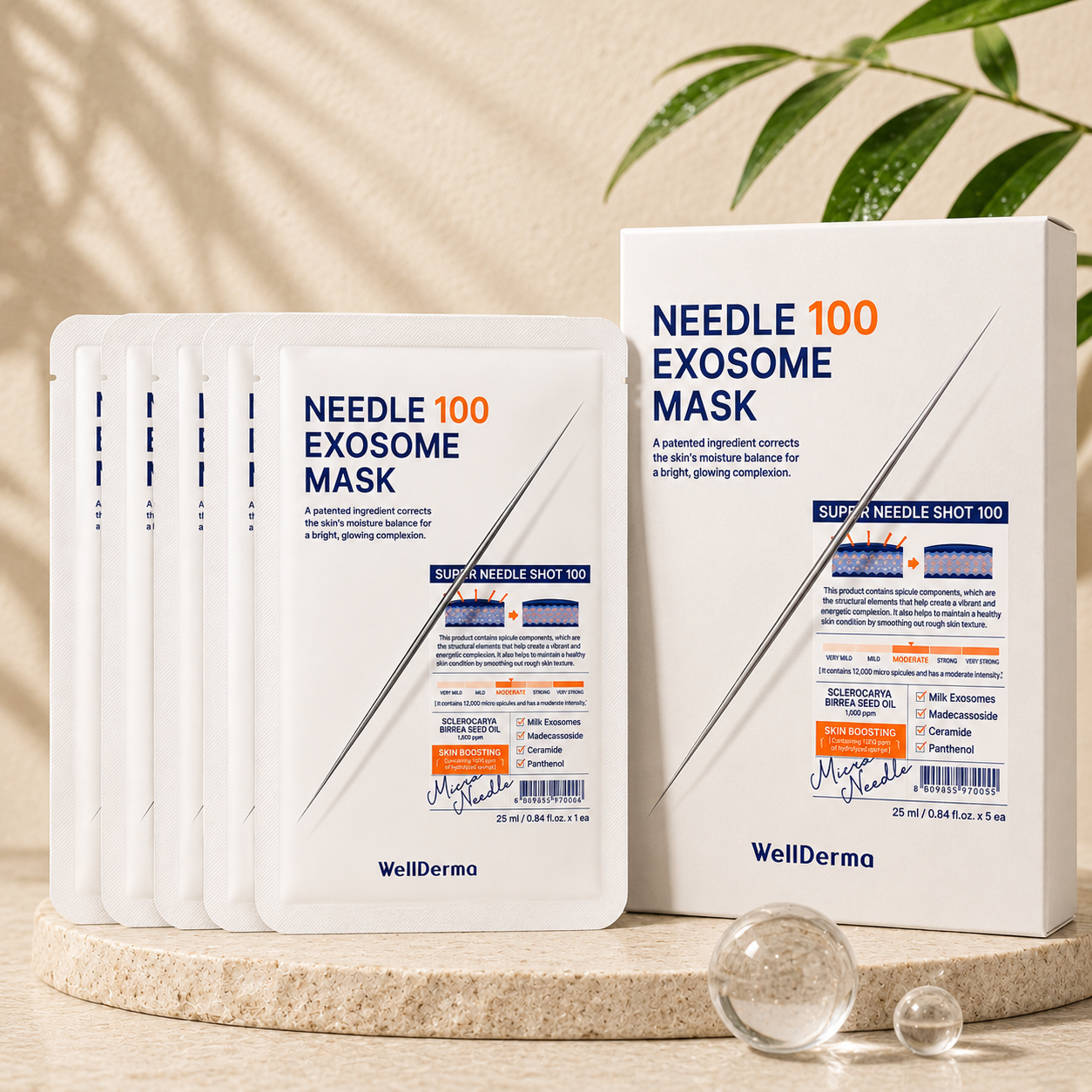 WellDerma Needle 100 EXOSOME Mask (box of 5)