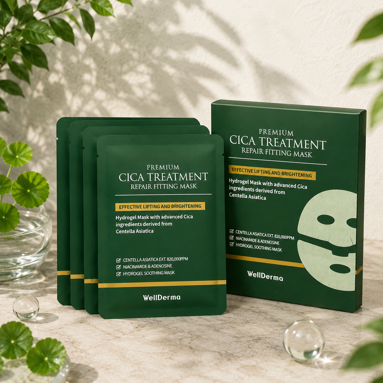 WellDerma Premium CICA Treatment Repair Fitting Mask (box of 4)