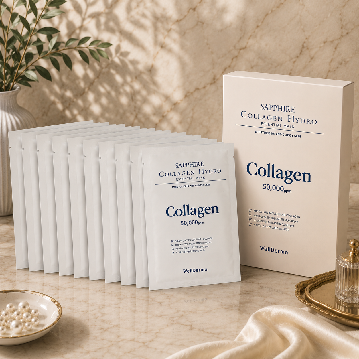 WellDerma Sapphire Collagen Hydro Essential Mask (box of 10)