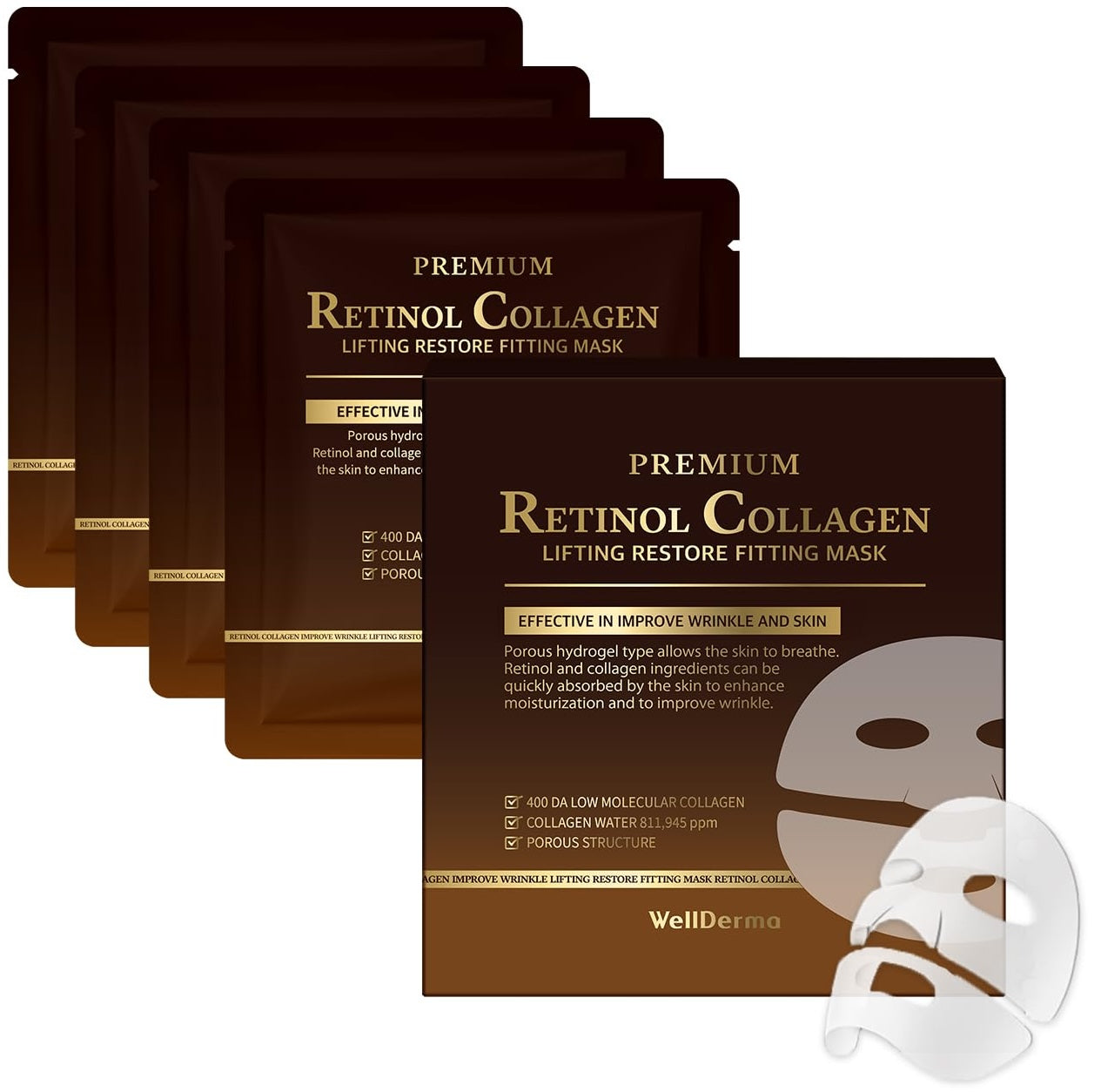 WellDerma Premium Retinol Collagen Lifting Restore Fitting Mask