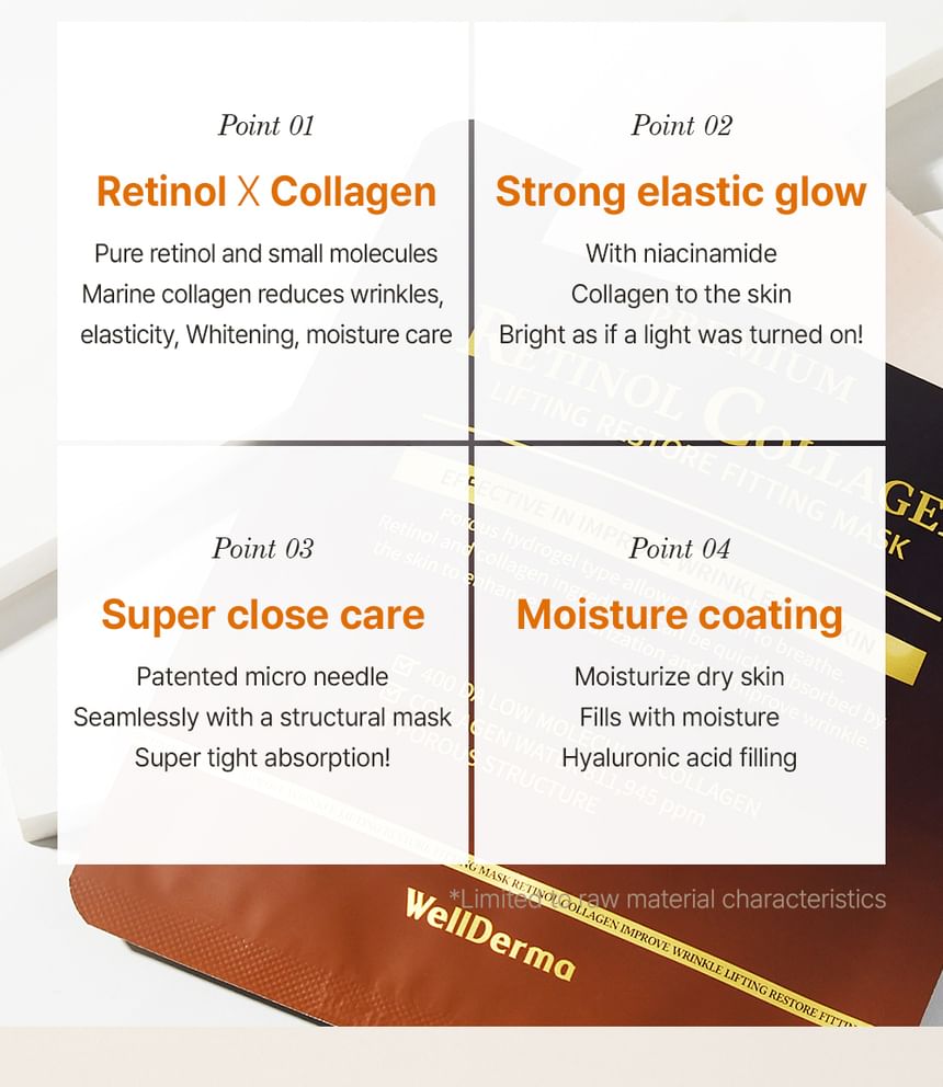 WellDerma Premium Retinol Collagen Lifting Restore Fitting Mask